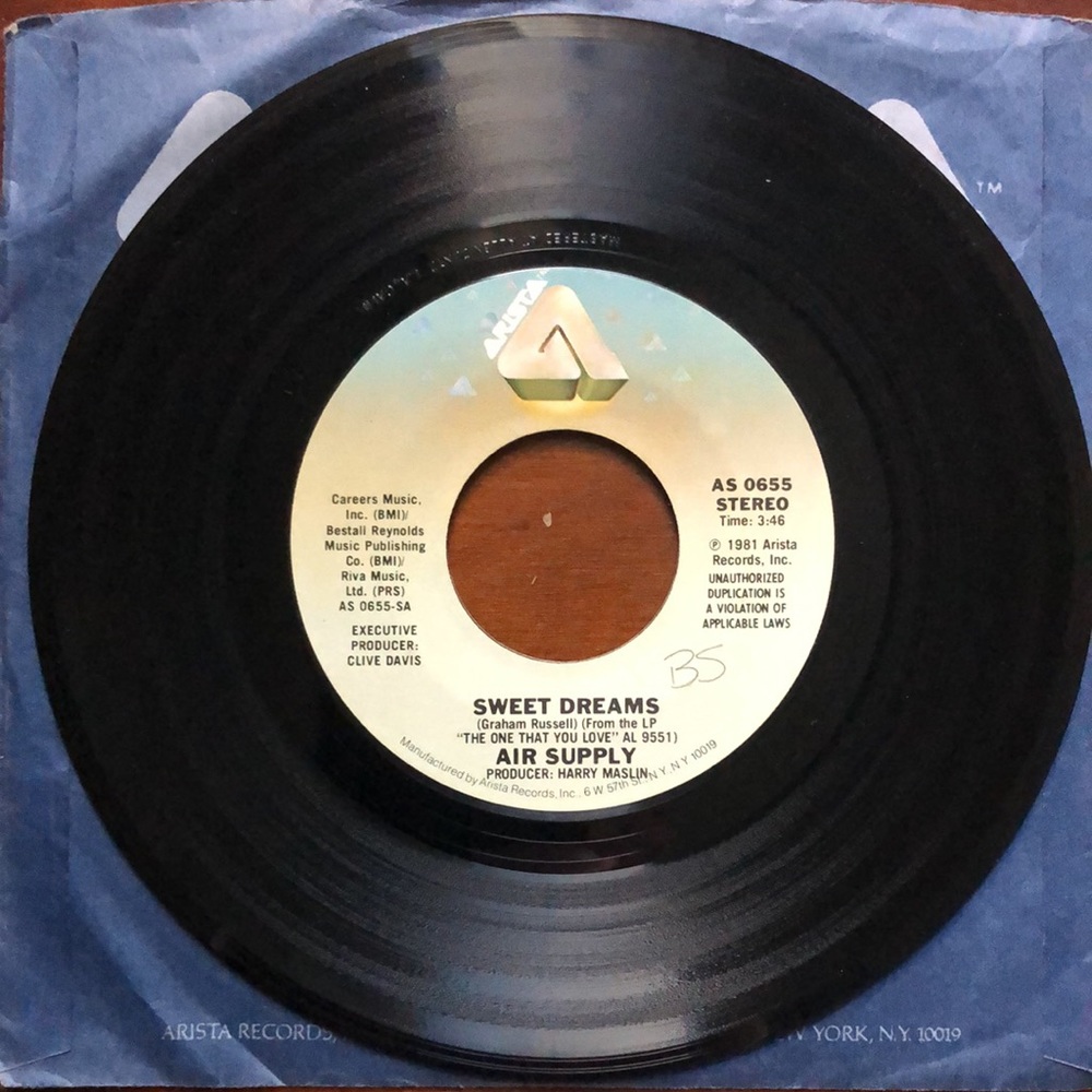 Air Supply Sweet Dream/Don't Turn Me Away Vinyl 45 Record '81 - Picture 3 of 5